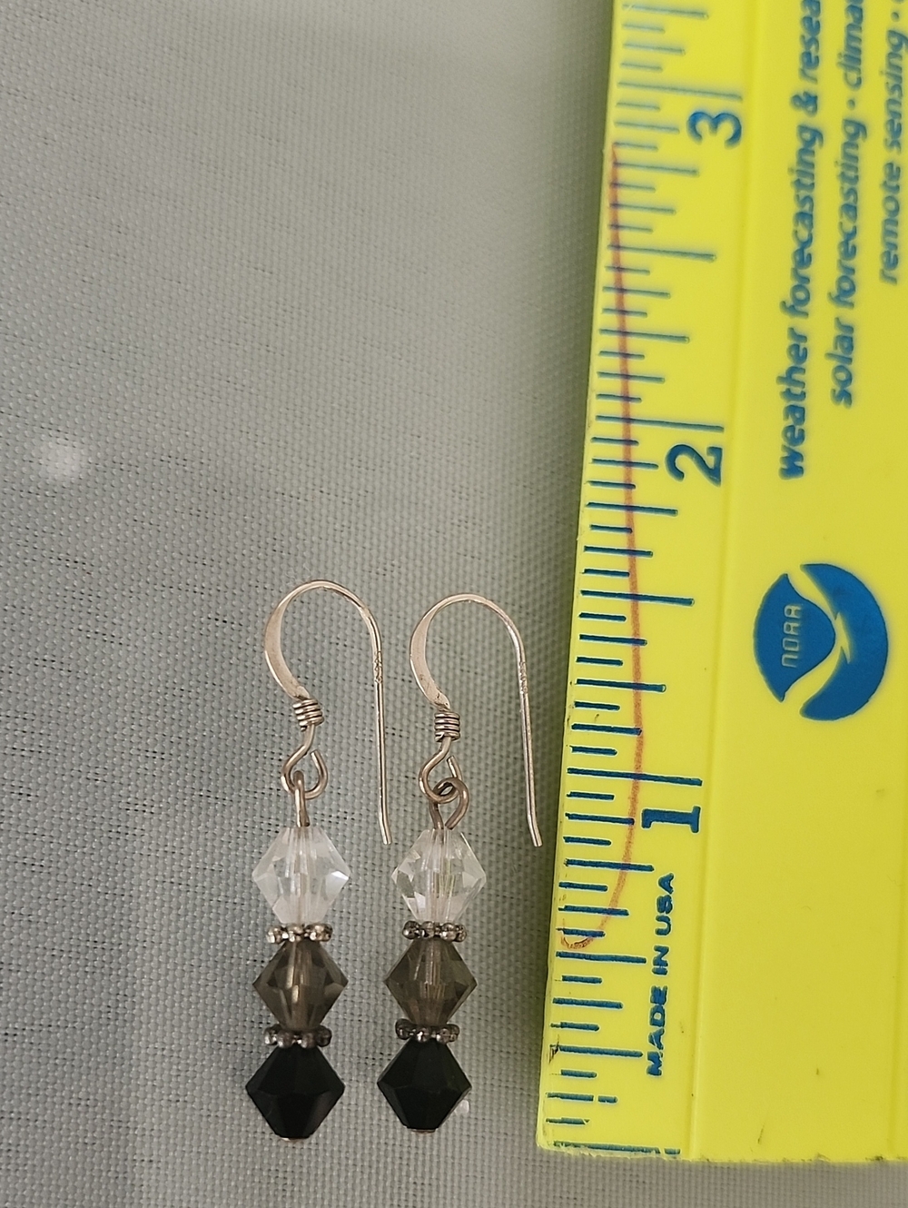 Crystal Drop Dangle Earrings in Clear, Gray and Black NEW WO Tag